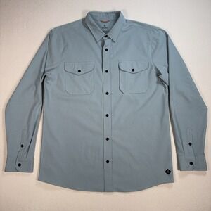Roark Bless Up Breathable Shirt Men's M Blue Perforated Stretch Snap Button Up